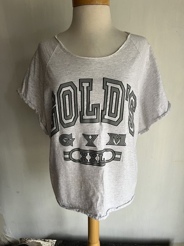 GOLD'S GYM VENICE CALIFORNIA Official Vintage 80s Wide Neck Crop Top T-Shirt XXL - Picture 5 of 7