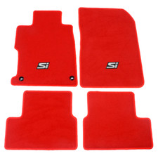 For 12-15 Honda Civic 2dr Red Nylon Floor Mats Carpet Non Slip W White Si 4pcs For 12-15 Honda Civic 2dr Red Nylon Floor Mats Carpet Non Slip W White Si 4pcs