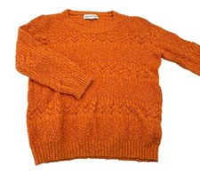 Jones New York Sport Women's Orange Textured Knit Sweater Large 3/4 Sleeves