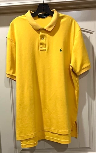 Polo Ralph Lauren Men’s Gold Golf Pullover Shirt Green Pony Short Sleeve Size XL