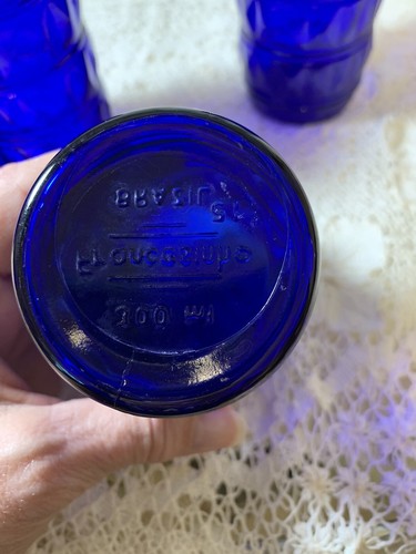 Francosinho Cobalt Blue Juice Drinking Glasses.Brazil Set Of 4. 10 Oz - 第 5/7 張圖片