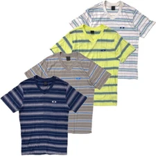 Oakley Men's Chillin Embroidered O Logo Striped V-Neck Tee T-Shirt