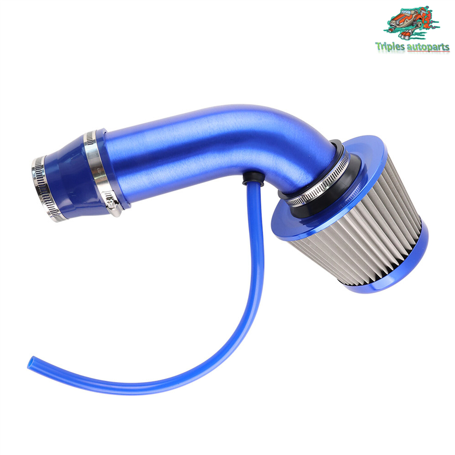 3" Blue Car Cold Air Intake Filter Induction Kit Pipe Hose System Power Flow