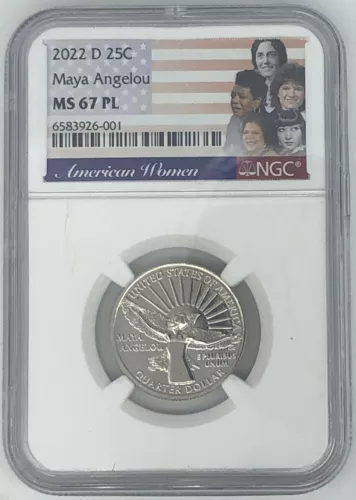 2022 D MAYA ANGELOU American Women AWQ 25c NGC MS67PL PROOF LIKE!