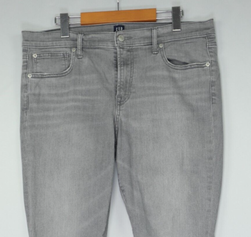 Gap Jeans Womens Size XL/16/33 True Skinny Gray Denim Raw Hem Mid Rise - Picture 1 of 12