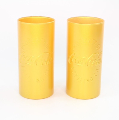 2er Set Vintage Retro Coca Cola Gold Bemalt Gläser 0,33L