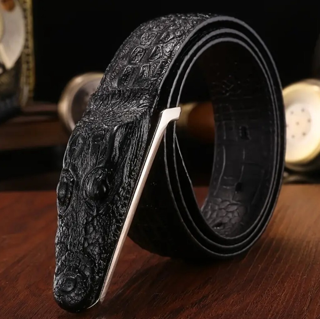ベルト DOFFJASON Cowhide crocodile pattern belt BLACK DJ24SSCBT001B Crocodile Head Pattern Leather Cowhide Belt | eBay