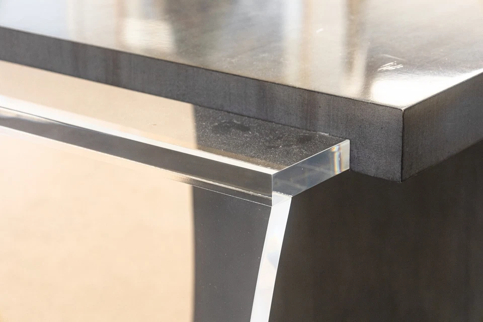 Mesa auxiliar contemporánea moderna Century Furniture Brooklyn Lucite y madera Foto 4 de 4