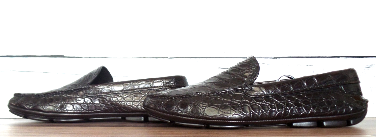 PRADA クロコダイルローファー Made in Italy RARE $2400+ PRADA Genuine Crocodile Alligator Loafers Shoes
