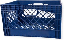 24QT Plastic Heavy-Duty Milk Crate, Blue