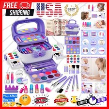 58 Pcs Kids Makeup Kit for Girl, Princess Toys Real Washable Cosmetic Set wit...