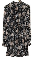 O.P.T. One Pretty Time Lluvia Dress M Black Floral Chiffon Tiered Sleeve NWT