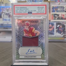 Panini Obsidian Luke McCaffrey Commanders RPA Silver /99 PSA 8 Auto 10. Pop 1