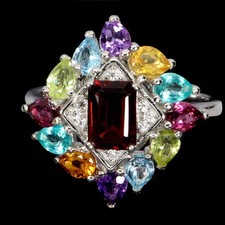 925 Sterling Silver Ring Octagon Mozambique 7x5mm Citrine Gemstone Size 7.5