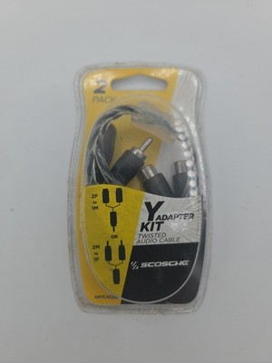 Scosche Y Adapter Kit 2 Pack Twisted Audio Cable Doubles Your RCA Outputs New