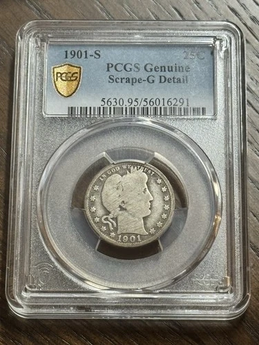1901 S Barber Silver Quarter PCGS Good Details Key Date US 25c Type Coin (1312)