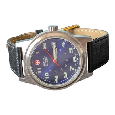 Wenger Swiss Military Herrenuhr funktioniert Swiss Made blaues Zifferblatt