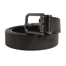 DOLCE & GABBANA Belt Men Black Classic Leather Metal Buckle 80cm / 32in 420usd
