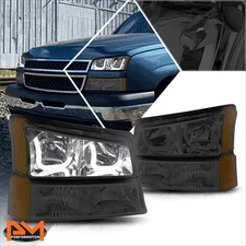 For 03-06 Chevy Silverado/Avalanche J-Halo LED DRL Headlight/Lamps Smoked/Amber
