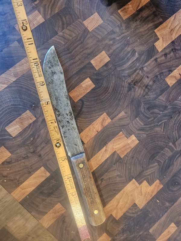 Ontario Knives Old Hickory Tru Edge Kitchen Butcher Knife 7" Carbon Steel USA VG