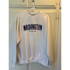 Vintage 90s Champion Washington Huskies Mens Large White Purple Embroidered Crew
