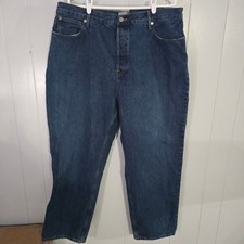 Everlane The 90s Way-High Jean Womens 35 Long Dark Blue Organic Cotton Straight