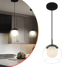 LYTIO Mini Lamp Dome Charcoal Pendant Integrated LED Light Bulb Shaded Globe ...