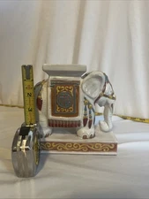 Asian Elephant Vintage Glazed Ceramic Multicolored 7” Ashtray