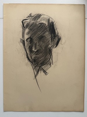 Vintage 1930s Pencil Drawing Hard Portrait Emmett O Smith OOAK 8 x 11