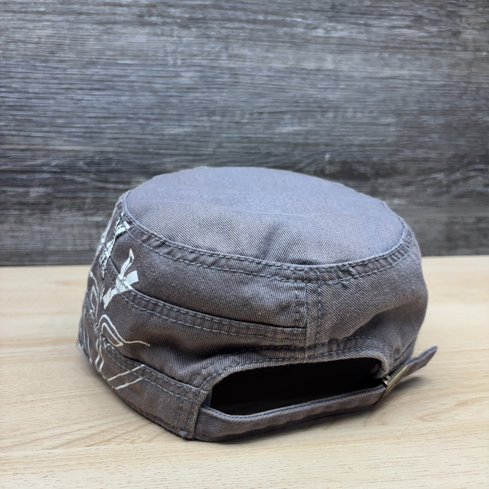 Roxy Hat Cap Strap Back Gray Distressed Cadet Mil… - image 3