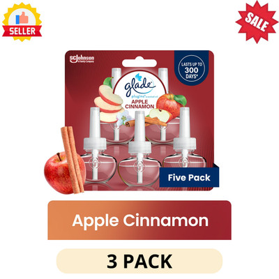 3 Pack Glade PlugIns Scented Oil Refill 5 Pack Apple Cinnamon Room Freshener
