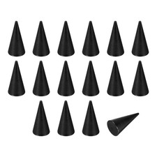 Wood Cone Ring Holder, 16 Pcs Finger Jewelry Display Stand, Black 25x50mm 