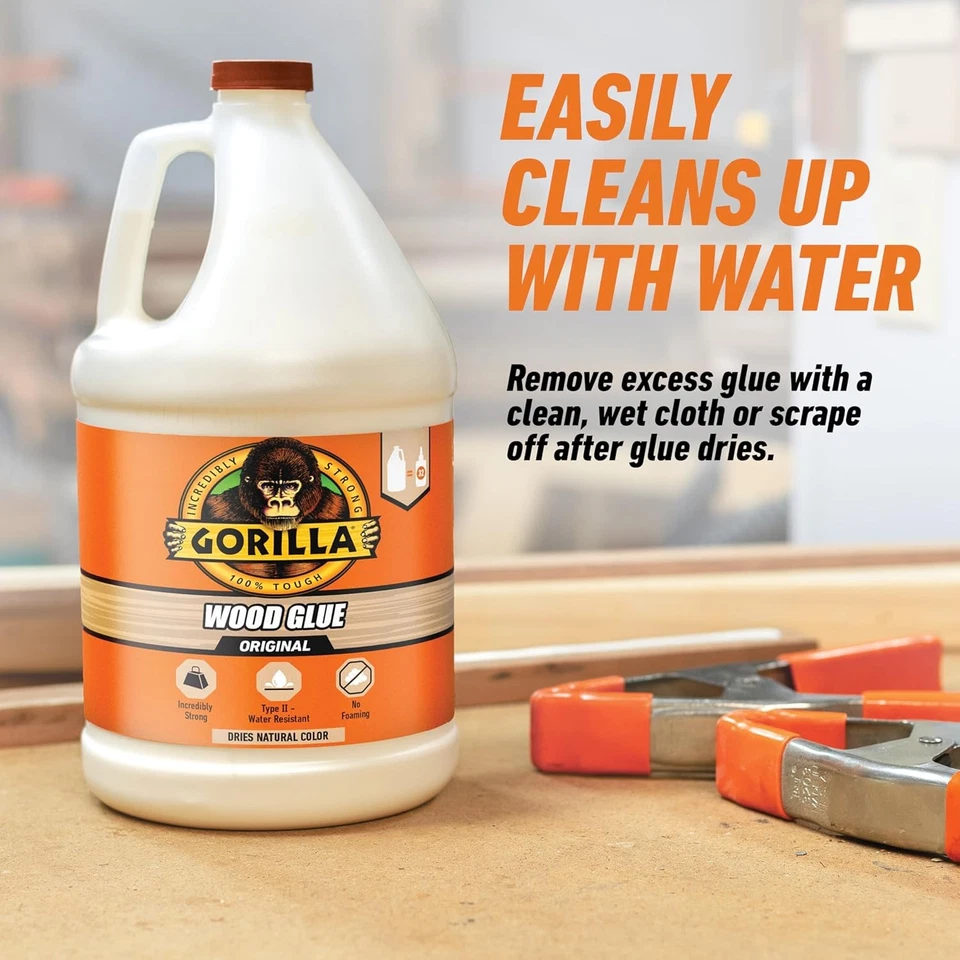 Pegamento para madera de gorila, color madera natural, botella de 1 galón (paquete de 1) - resistente al agua Foto 4 de 4