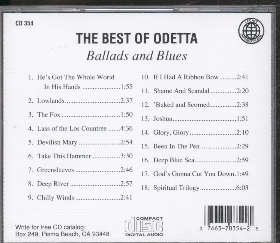 Odetta Best of Odetta: Ballads and Blues CD USA Legacy International black band - Bild 2 von 3