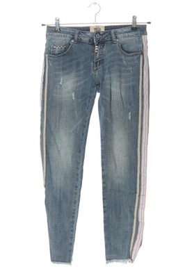 Wiya Slim Jeans Damen Hose Baumwolle Stretch Blau Beige Weiß Größe 36