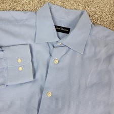 David Donahue Mens 17-34/35 Blue Button Up Long Sleeve