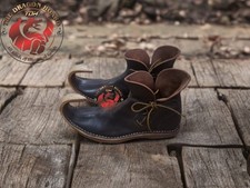 Poulaines Shoes Leather Shoes with Curved Point Renaissance Shoes, SCA LARP