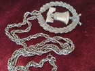 Silver Tone Liberty Bell Medallion Pendant Necklace Vintage Rafaelian Cranston — photo 3