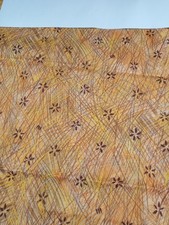 Joann Fabrics Gold/Orange/Brown/Yellow Lines Brown Flowers 32" x 43"
