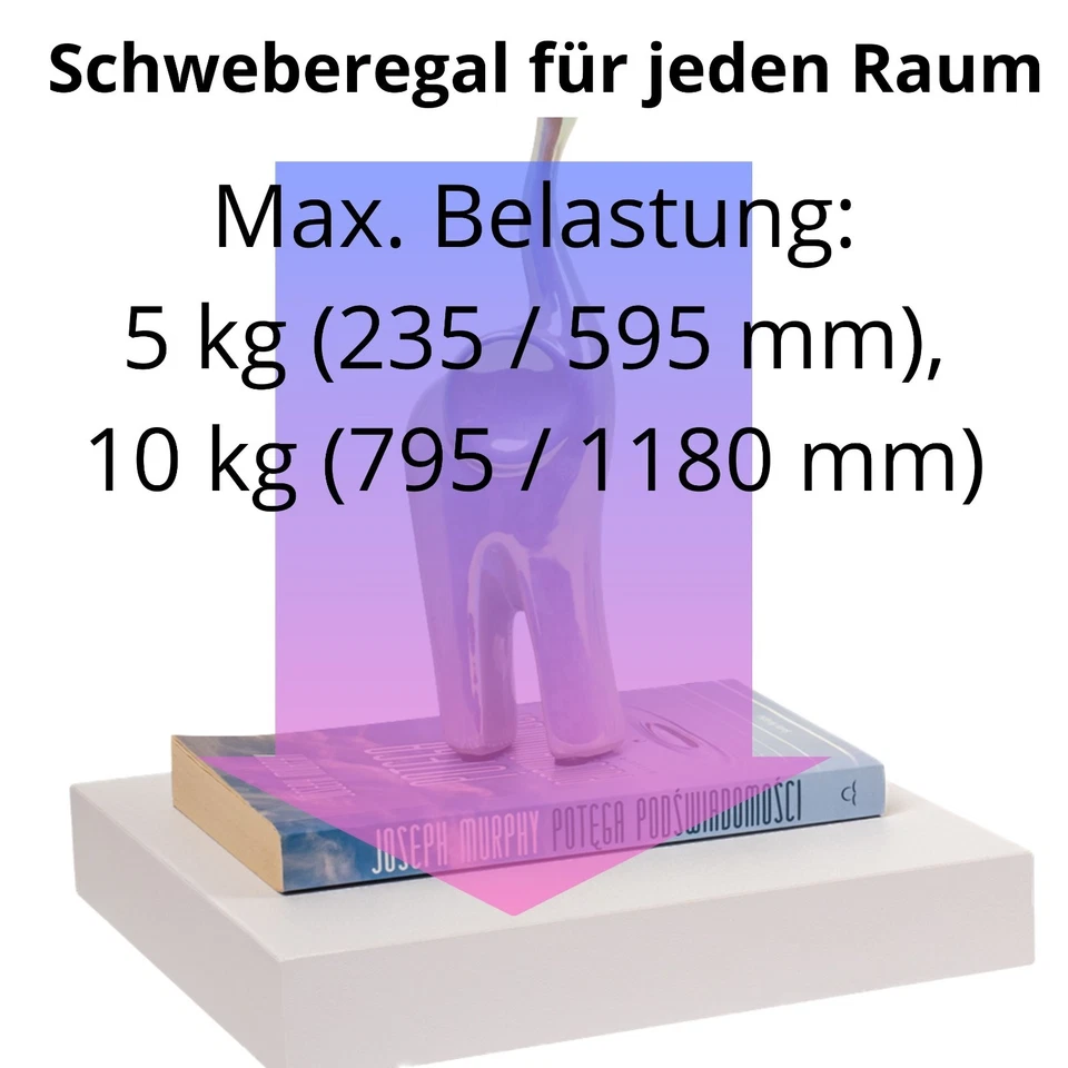Bücherregal Wand Wandregal Regal Wand Schweberegal Hängeregal Regalbrett - Bild 3 von 4