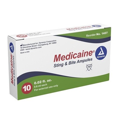 Dynarex Medicaine Insect Sting Relief Swabs and Bite Ampules Pack of 10 MS-60200