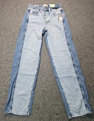 Universal Thread two tone straight leg button up denim blue jeans women 00R NWT