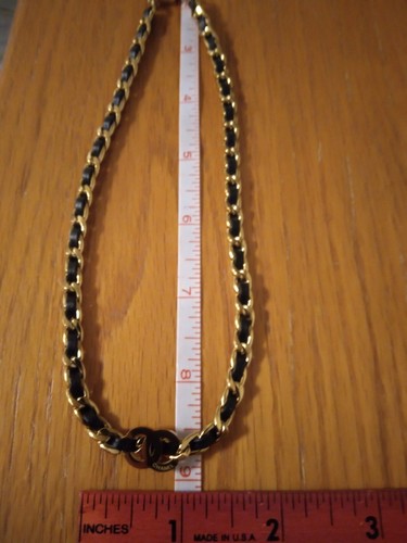 Chanel Upcylcling Black Leather Hardware Golden CC Charm Choker Necklace - Picture 14 of 18