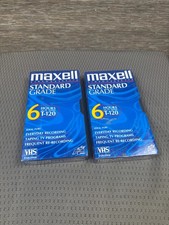 Maxell VHS T-120 Standard Grade 6 Hour Blank Video Tape Lot of 2 Brand New