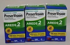 B+L PreserVision AREDS 2 V &M Supplement Soft Gels 120ct. Exp 02/27 (3 Boxes)
