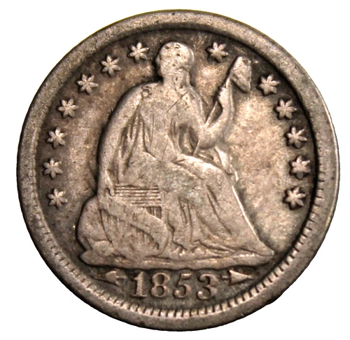 1853 Arrows Seated Liberty Half Dime - Fine !!