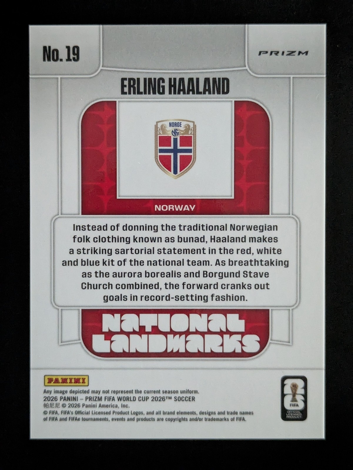 2026 Panini Prizm ERLING HAALAND National Landmarks Norway SSP #19 view 2