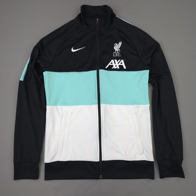 Liverpool FC Track Jacket Mens Small Black Aqua White Soccer Nike Dri-FIT AXA