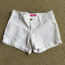 Lilly Pulitzer Callahan Bright White Textured Cotton Shorts Sz 2