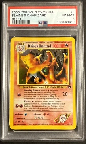 2000 POKEMON GYM CHALLENGE #2 BLAINE'S CHARIZARD HOLO PSA 8
